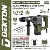  Máy khoan đục bê tông 2 chức năng 1050W Dekton DK‑RH3002XPRO (Màu Oliu) 