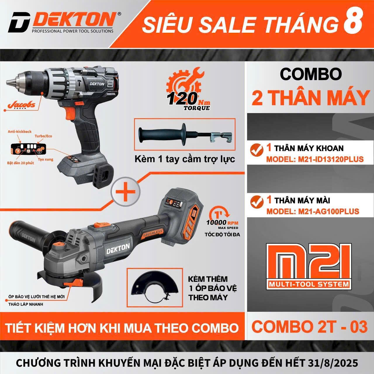  COMBO 2 THÂN MÁY SIÊU TIẾT KIỆM: 01 máy M21-ID13120PLUS + 01 M21-AG100PLUS 