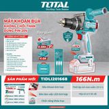 Bộ máy khoan búa không chổi than Total 20v TIDL1201668 