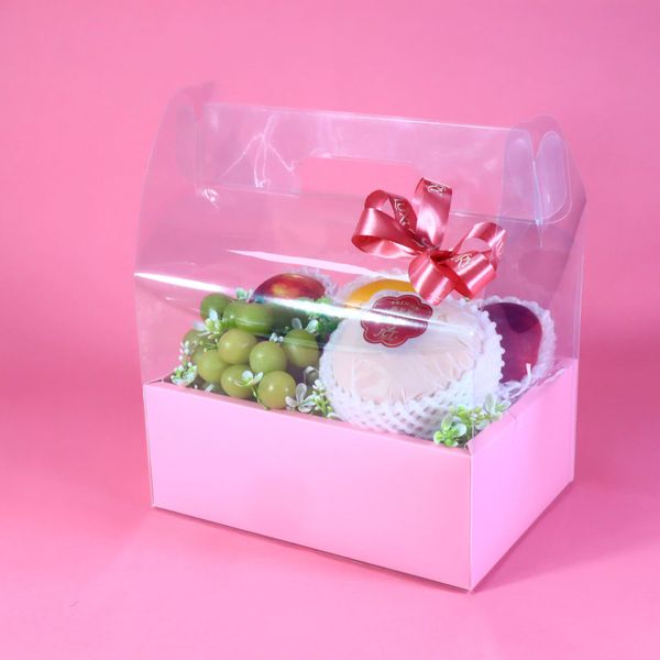 Giỏ quà 20/10 Trái Cây Cùng Xách Quà Mica Tone Hồng