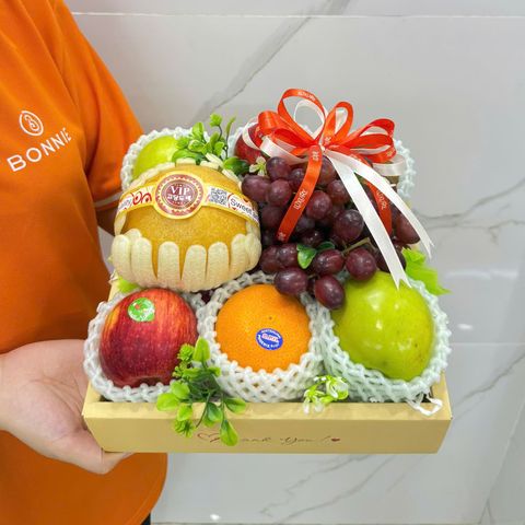 Giỏ quà 20/10 Trái Cây Hộp Vuông Nắp Mica