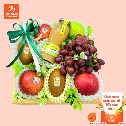 Giỏ quà 20/10 Trái Cây & Nước Ép Rauch Hộp Vuông Mica