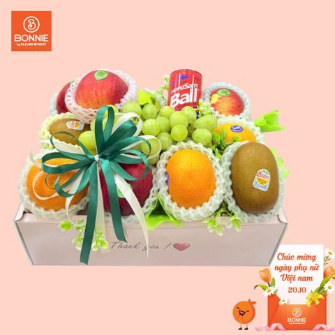 Giỏ quà 20/10 Trái Cây & Nước Hồng Sâm Hộp Chữ Nhật Mica  Mô tả sản phẩm: