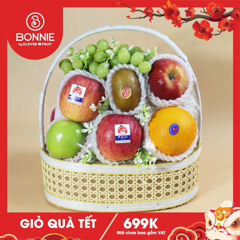Giỏ Quà Tết Tone Đỏ Xanh