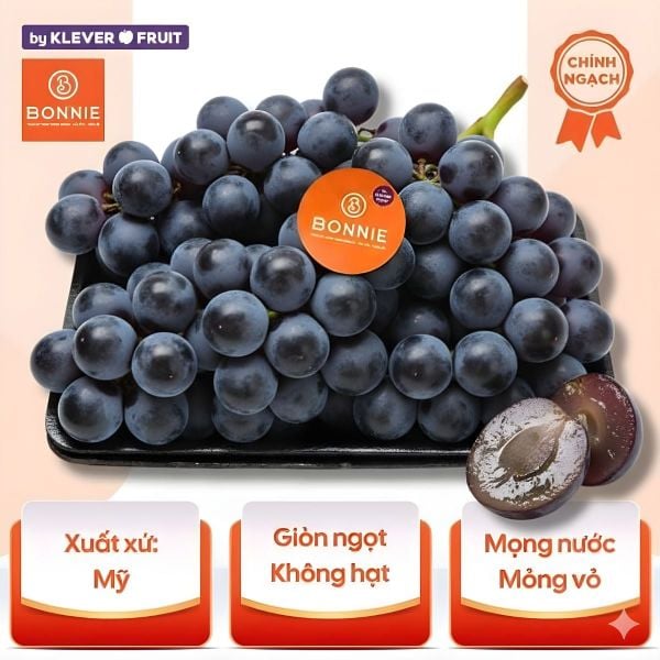 Nho Đen Không Hạt Adora Mỹ - Nho Mỹ