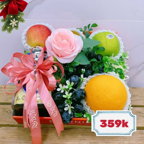 Hộp Trái Cây Mix Hoa Tặng Noel