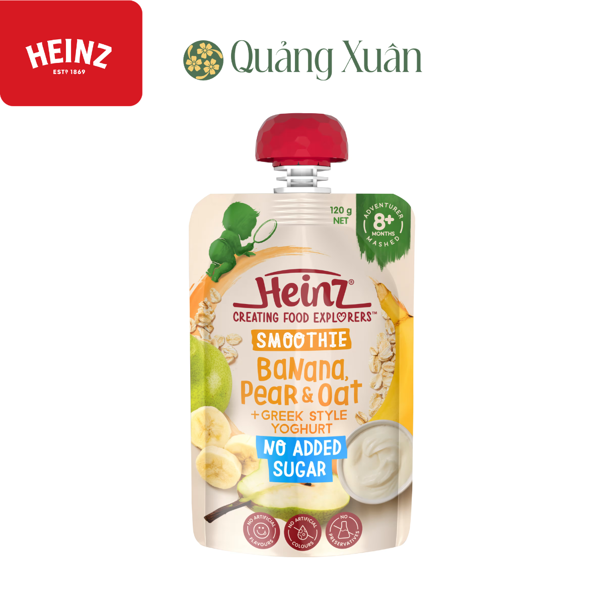 Túi ăn dặm Chuối,  Lê và yến mạch-Heinz Smoothie Banana Pear & Oat 