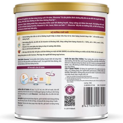Sữa Bột Glucerna Vani Lon 380g - Dành Cho Người Tiểu Đường