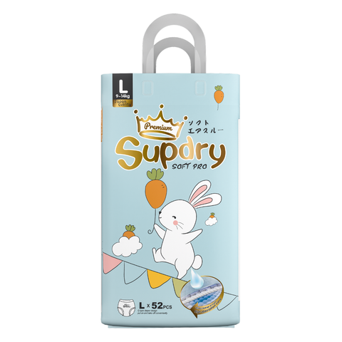 Tã bỉm Supdry Premium Soft Pro L 52 miếng (cho bé từ 9 – 14kg)