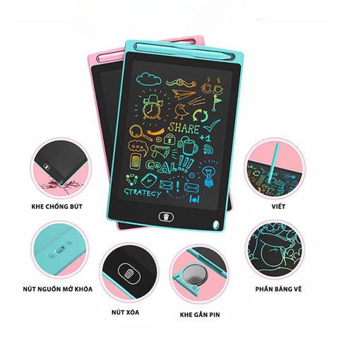 Bảng vẽ điện tử tự xóa thông minh màn hình LCD đa sắc 12 inch cho bé (30 điểm)