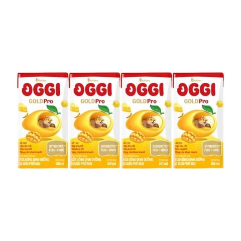 SBPS Oggi Gold Pro vị dâu sữa, xoài phô mai, vị dưa lưới 110ml (1 vỉ 4 hộp)