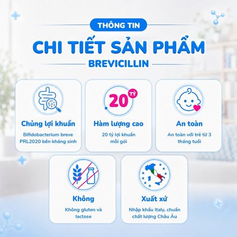 Men vi sinh Brevicillin (Hộp 20 gói)