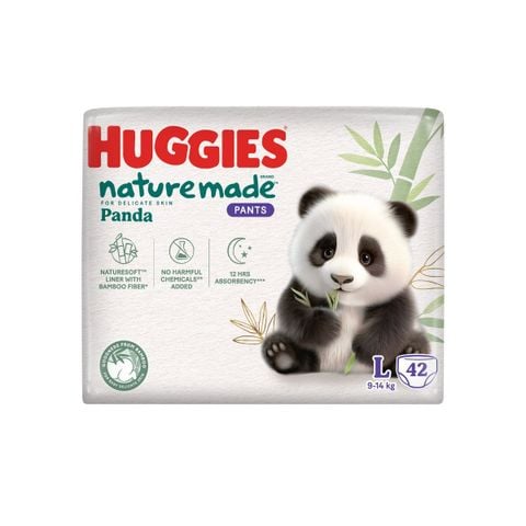 Bỉm quần Huggies Naturemade Panda L42 (cho bé từ 9-14kg)