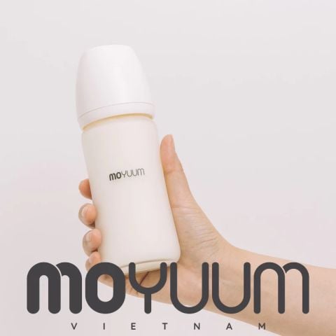 Bình sữa Moyuum thủy tinh bọc silicone 240ml