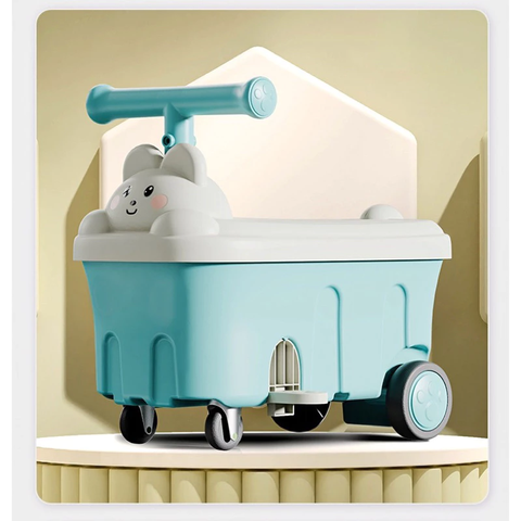 Xe chòi thùng 4 bánh hình gấu kiêm hộp đựng đồ chơi cho bé