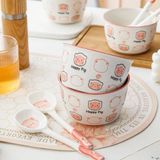 Set 2 bát sứ + 2 thìa sứ nhiều hoạ tiết (35 điểm)