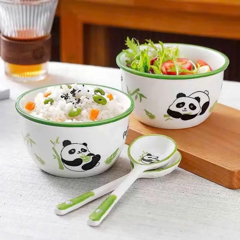 Set 2 bát sứ + 2 thìa sứ nhiều hoạ tiết (35 điểm)