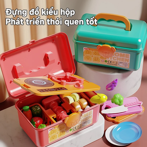 Đồ chơi hướng nghiệp Vali Quầy Bếp, đồ dùng bếp nhiều chi tiết mô phỏng dụng cụ nhà bếp