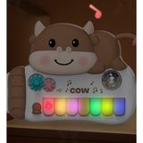 Đồ chơi đàn piano hình bò bình sữa, có nhạc phát sáng cho bé