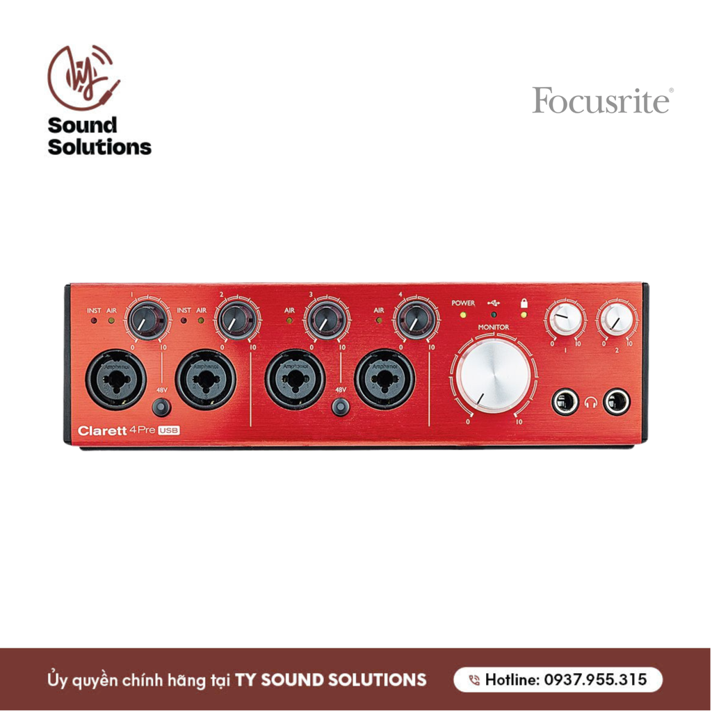 SOUNDCARDS CHÍNH HÃNG - FOCUSRITE CLARETT+ 4PRE USB C