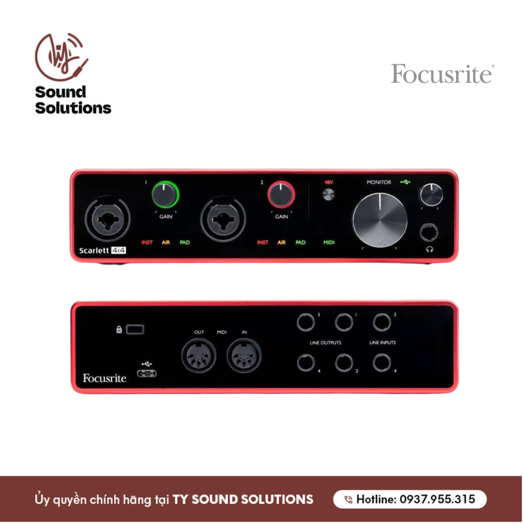 SOUNDCARDS CHÍNH HÃNG - FOCUSRITE SCARLETT 4i4 ( 3Rh GENERATION )