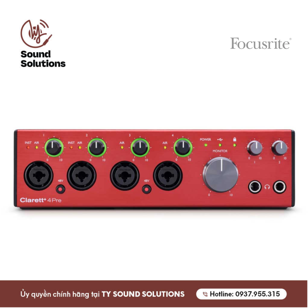 SOUNDCARDS CHÍNH HÃNG - FOCUSRITE CLARETT 4Pre USB 18x8