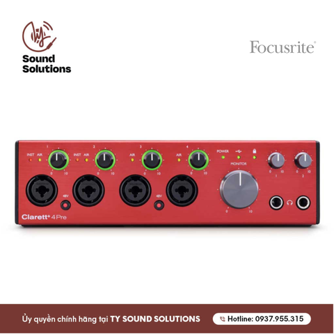  SOUNDCARDS CHÍNH HÃNG - FOCUSRITE CLARETT 4Pre USB 18x8 