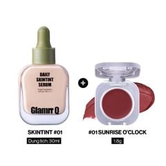 [DEAL ĐỘC QUYỀN] Combo Glamrr Q Kem Nền Serum Căng Bóng SkinTint 30ml + Má Hồng Kem Đa Năng Lip Cheek Pot 1.8g