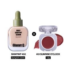 [DEAL ĐỘC QUYỀN] Combo Glamrr Q Kem Nền Serum Căng Bóng SkinTint 30ml + Má Hồng Kem Đa Năng Lip Cheek Pot 1.8g
