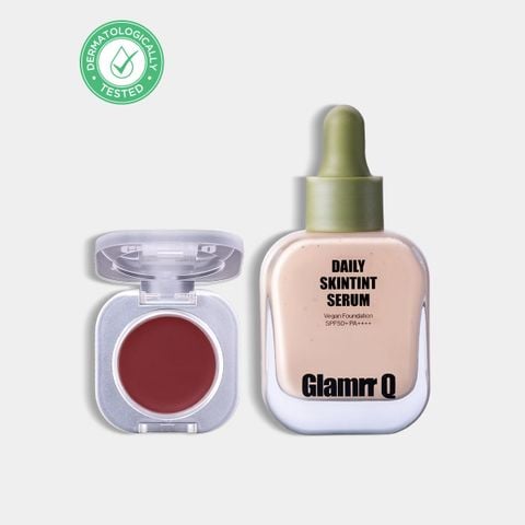 [DEAL ĐỘC QUYỀN] Combo Glamrr Q Kem Nền Serum Căng Bóng SkinTint 30ml + Má Hồng Kem Đa Năng Lip Cheek Pot 1.8g