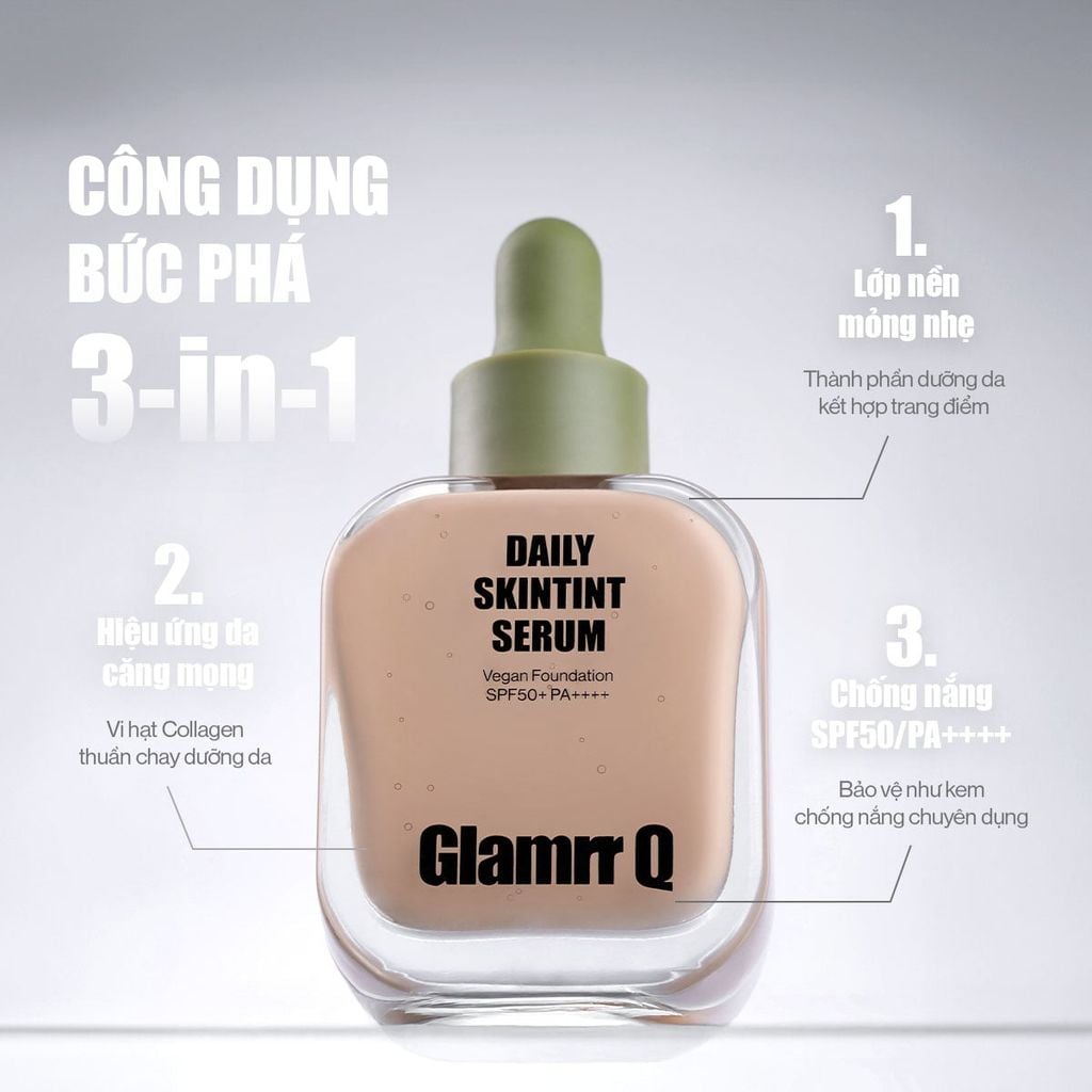 [DEAL ĐỘC QUYỀN] Combo Glamrr Q Kem Nền Serum Căng Bóng SkinTint 30ml + Má Hồng Kem Đa Năng Lip Cheek Pot 1.8g