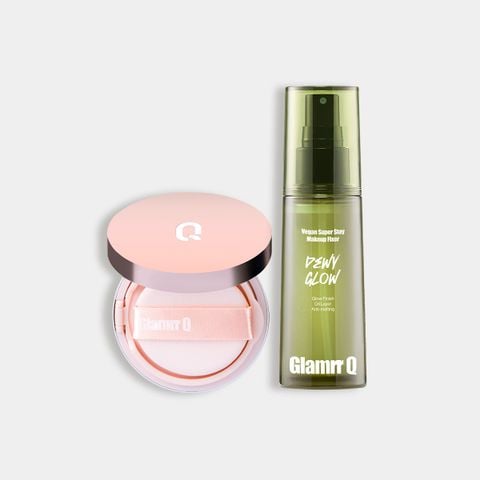 Combo Glamrr Q DD Cushion & Xịt Khóa Nền Glamrr Q Vegan Super Stay Makeup Fixer