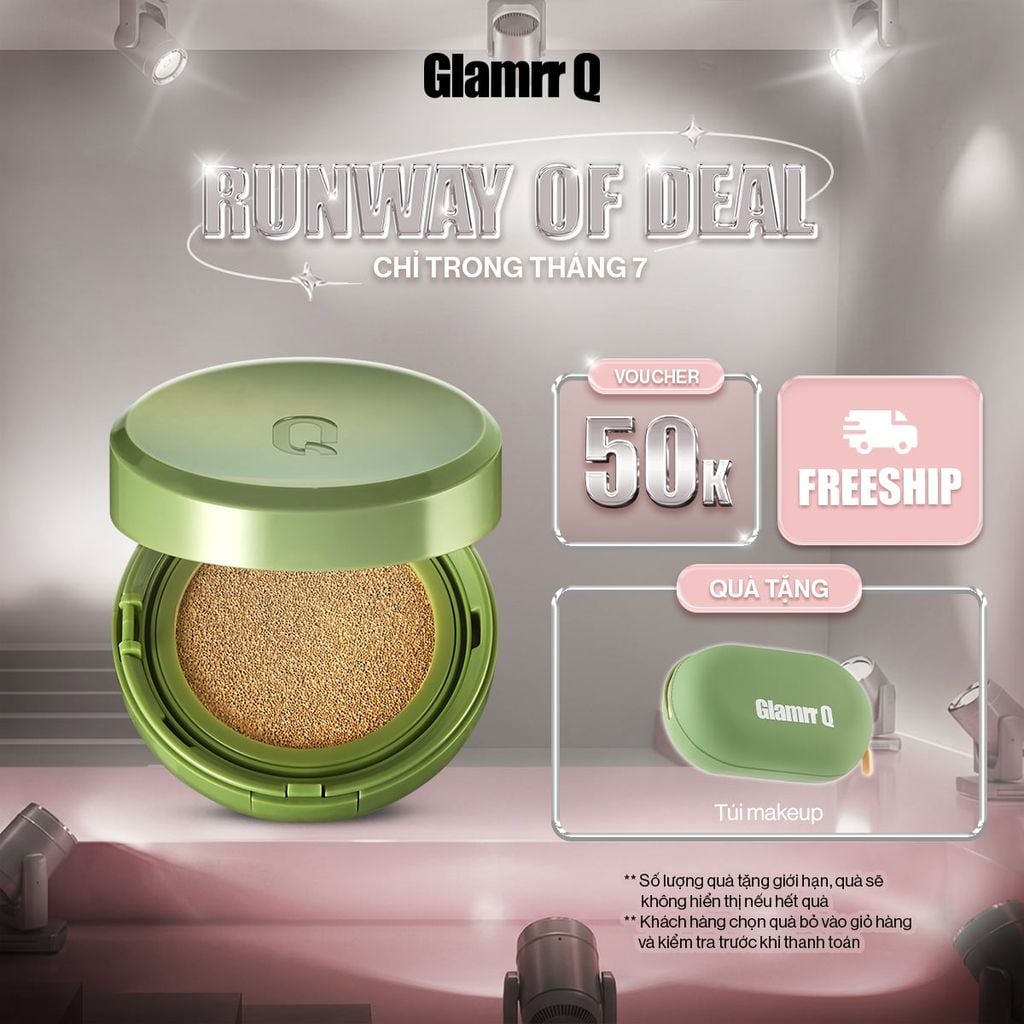 Phấn Nước Căng Bóng Glamrr Q Vegan Super Glow Cushion SPF50+/PA++++ (1 lõi x 15g)