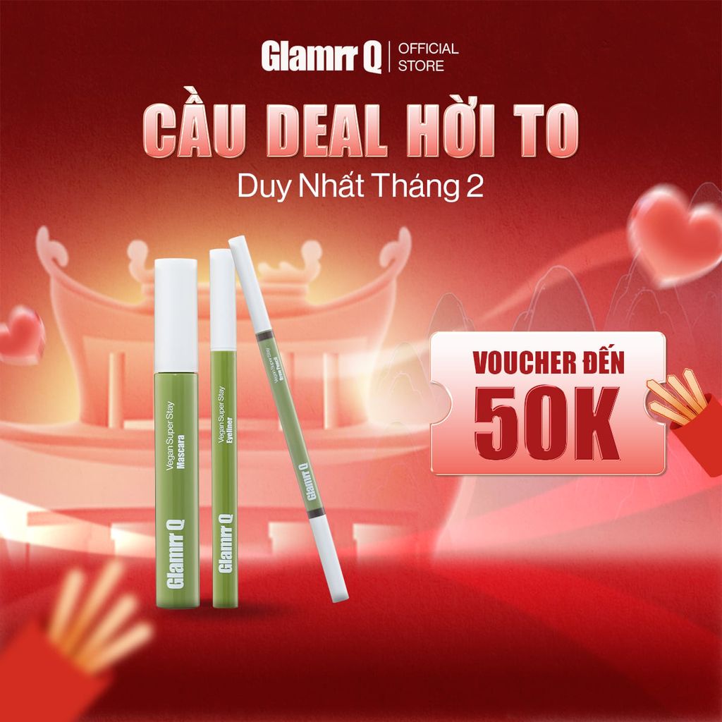 Bộ 3 Trang Điểm Mắt Glamrr Q Chống Nước Thuần Chay (Mascara, Eyeliner, Eye Brow)