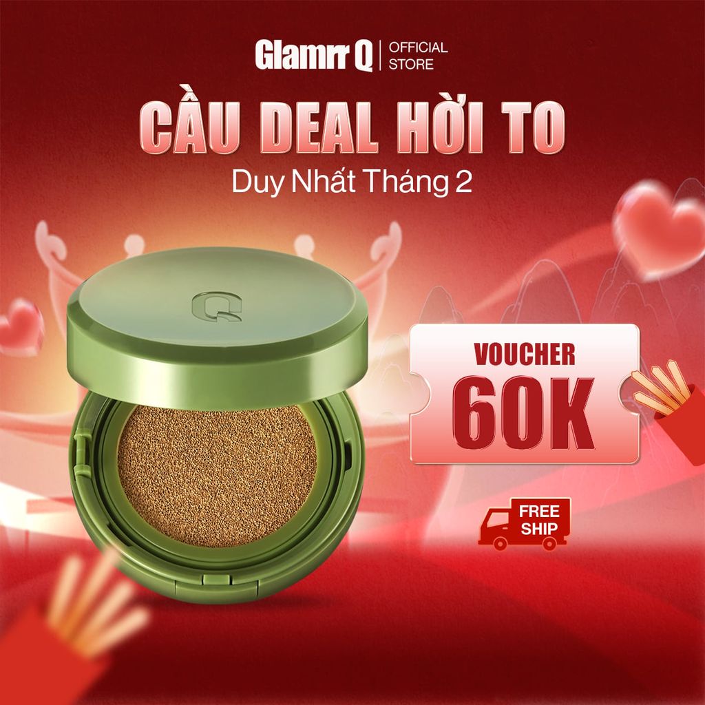 Phấn Nước Căng Bóng Glamrr Q Vegan Super Glow Cushion SPF50+/PA++++ (1 lõi x 15g)