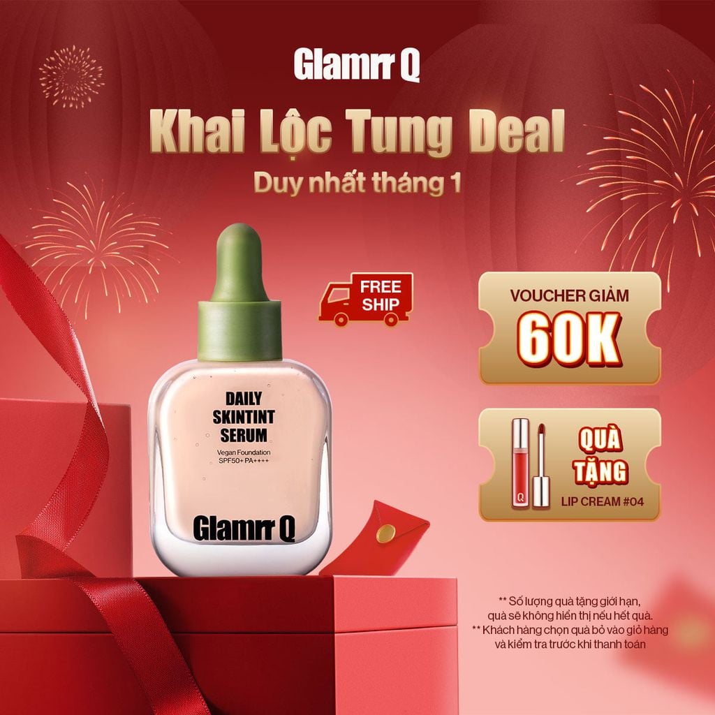 [MỚI] Kem Nền Căng Bóng Glamrr Q Daily SkinTint Serum Vegan Foundation SPF50+/PA++++ (30ml)