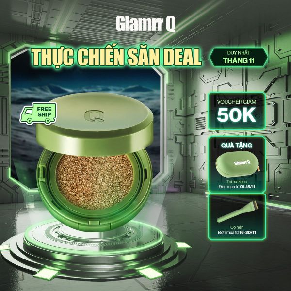 Phấn Nước Căng Bóng Glamrr Q Vegan Super Glow Cushion SPF50 /PA (1 lõi x 15g)