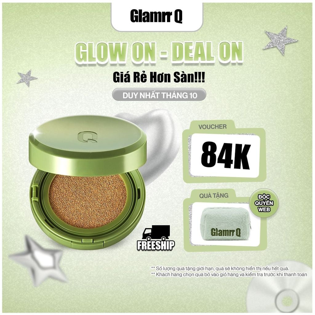 Phấn Nước Căng Bóng Glamrr Q Vegan Super Glow Cushion SPF50+/PA++++ (1 lõi x 15g)