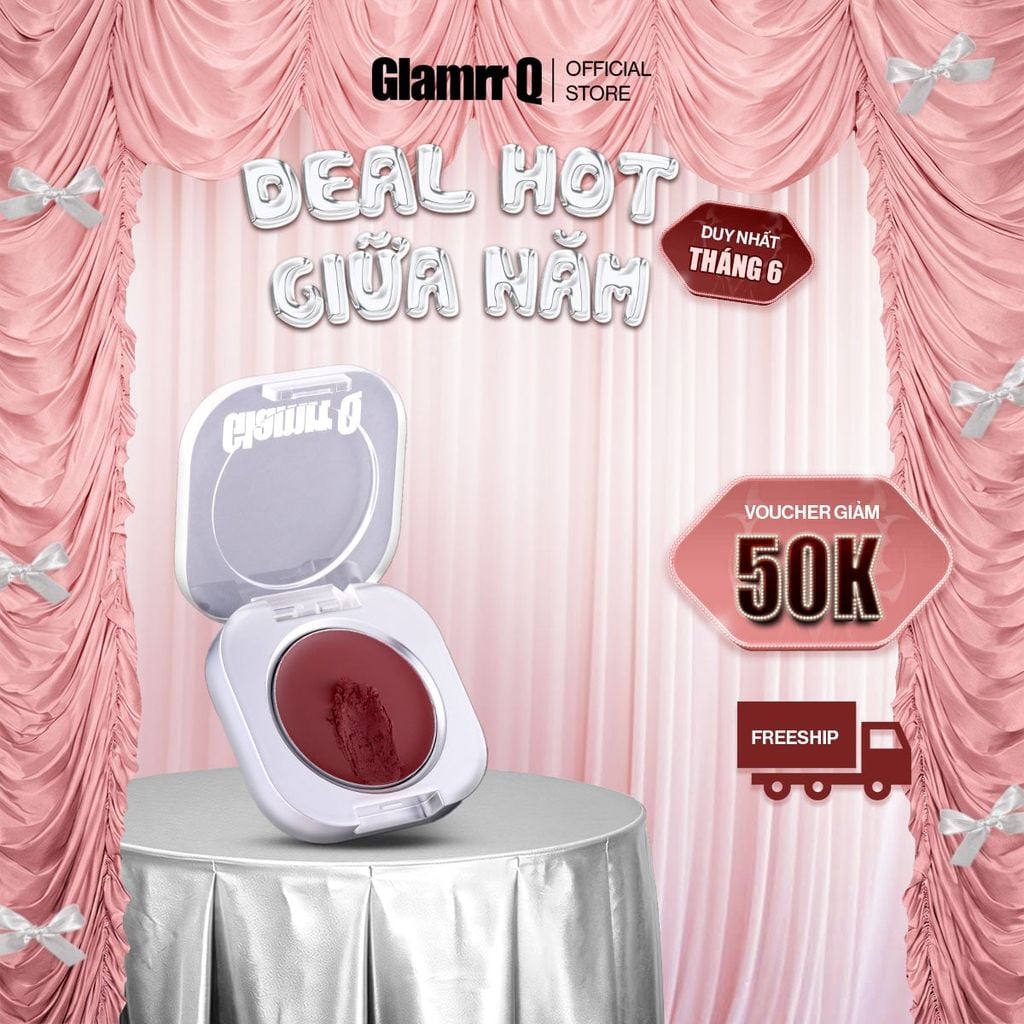 [MỚI] Má Hồng Kem Đa Năng 3-in-1 Trang Điểm Má Mắt Môi Mịn Lì Dễ Tán Bền Màu Glamrr Q Mellow Touch Lip Cheek Pot (1.8g)