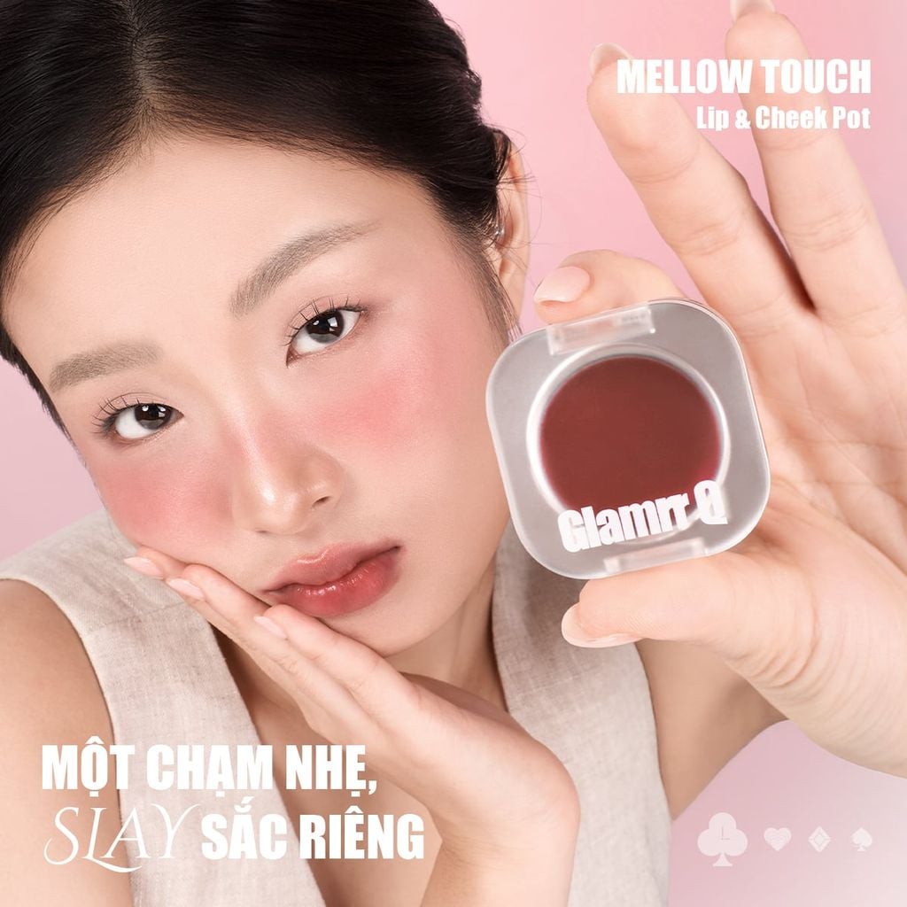 [MỚI] Má Hồng Kem Đa Năng 3-in-1 Trang Điểm Má Mắt Môi Mịn Lì Dễ Tán Bền Màu Glamrr Q Mellow Touch Lip Cheek Pot (1.8g)