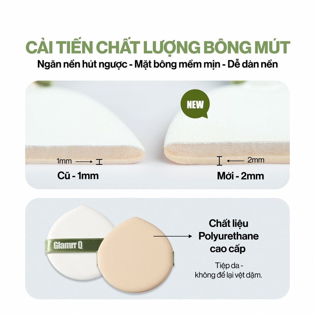 Phấn Nước Che Phủ Glamrr Q Vegan Super Cover Cushion SPF50+/PA+++ (1 lõi x 15g)