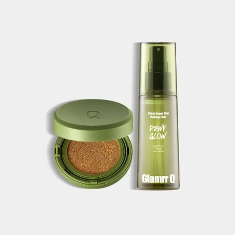Combo Glamrr Q Cushion & Xịt Khóa Nền Cố Định Glamrr Q Vegan Super Stay Makeup Fixer