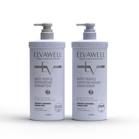 Cặp Gội Xả Phục Hồi Hư Tổn Siêu Suôn Mượt Elvawell 1000ml