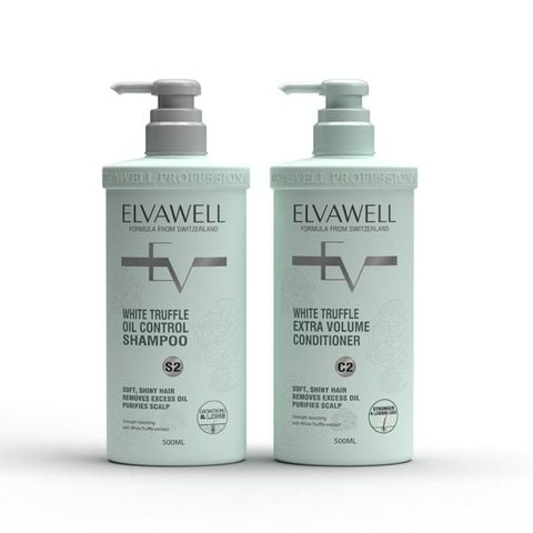 Cặp Gội Xả Giảm Rụng Tóc Sạch Dầu Bết Elvawell 500ml
