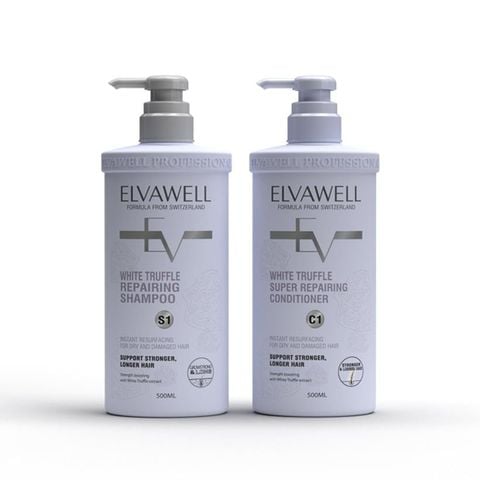 Cặp Gội Xả Phục Hồi Hư Tổn Siêu Suôn Mượt Elvawell 500ml