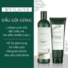 [Da Dầu] Cặp Gội-Xả Gừng Weilaiya nhãn Trắng (Gội 400ml & Xả 250ml, kèm set gội-xả 20ml)