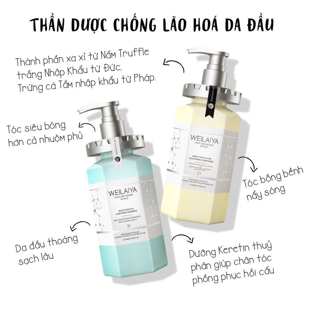 Dầu Gội Phục Hồi Đa Tầng Nấm Truffle Weilaiya White Truffle Lightness Shampoo 450ml