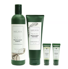 [Da Dầu] Cặp Gội-Xả Gừng Weilaiya nhãn Trắng (Gội 400ml & Xả 250ml, kèm set gội-xả 20ml)