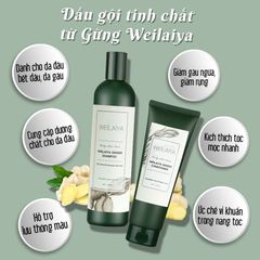 [Da Dầu] Cặp Gội-Xả Gừng Weilaiya nhãn Trắng (Gội 400ml & Xả 250ml, kèm set gội-xả 20ml)
