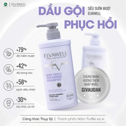 Dầu Gội Phục Hồi Hư Tổn Siêu Suôn Mượt Elvawell 500ml - 1000ml